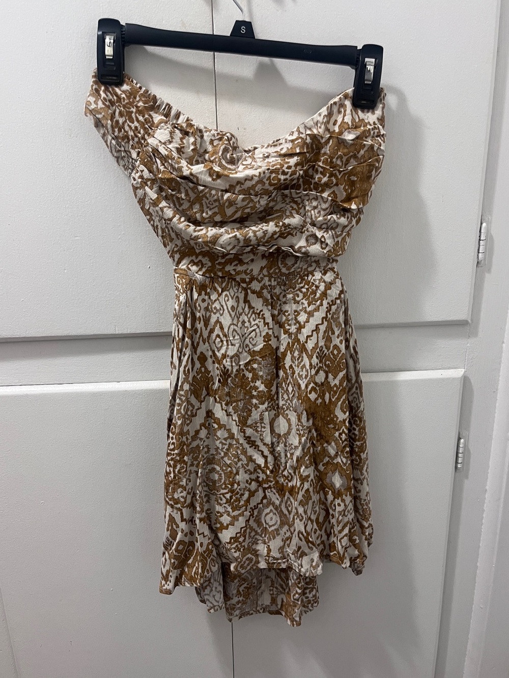 One shoulder Brown & Cream Printed Women’s Dress - size small